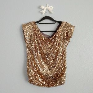 NWOT gold sequin top
